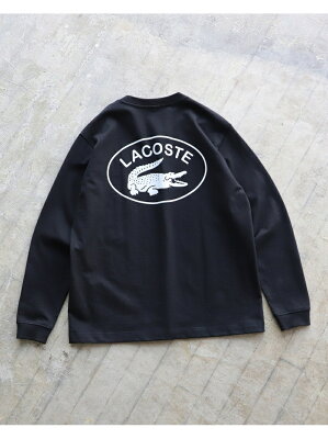 BEAMS MEN LACOSTE * BEAMS / 別注 Big Croco Long Sleeve T-shirt ビームス メン カットソー Tシャツ ブラック【送料無料】