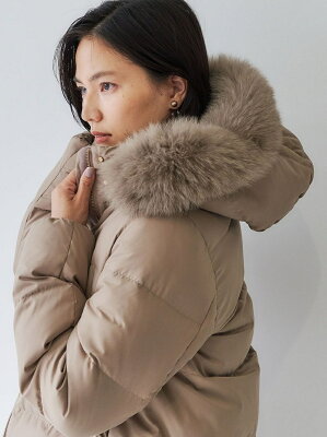 UNITED ARROWS green label relaxing ファー フード ショート ダウン コート ユナイテッドアローズ グリーンレーベルリラクシング コート/ジャケット ダウンジャケット ベージュ ブラック ネイビー【送料無料】