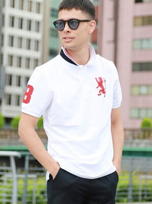 【SALE/10%OFF】GIORDANO (M)3Dライオンポロシャツ ジョルダーノ カットソー ポロシャツ ホワイト イエロー グリーン グレー ピンク ブラック ブルー レッド