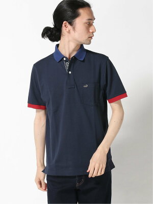【SALE/30%OFF】CROCODILE CROCODILE/(M)鹿の子 配色リブ ポロシャツ クロコダイル カットソー ポロシャツ ネイビー ホワイト レッド【送料無料】
