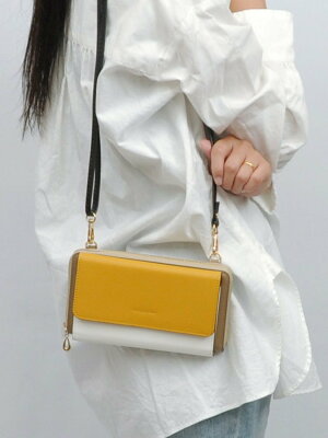 cache cache (L)カシュカシュ cachecache/カラーコンビお財布ショルダーバッグ アンビリオン 財布/小物 財布 イエロー ブラック ブラウン グリーン グレー ホワイト ネイビー ベージュ ブルー【送料無料】