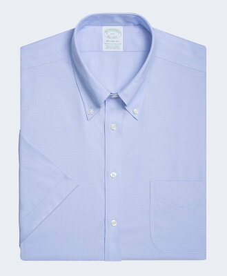BROOKS BROTHERS (M)ノンアイロン ストレッチコットン ピンポイントオックスフォード ショートスリーブポロカラーシャツ New Milano Fit ブルックス ブラザーズ トップス シャツ・ブラウス ブルー【送料無料】