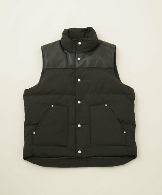 【SALE/10%OFF】schott CLASSIC LEATHER COMBI DOWN VT ナノユニバース ジャケット・アウター ダウンジャケット・ダウンベスト ブラック イエロー グリーン【送料無料】