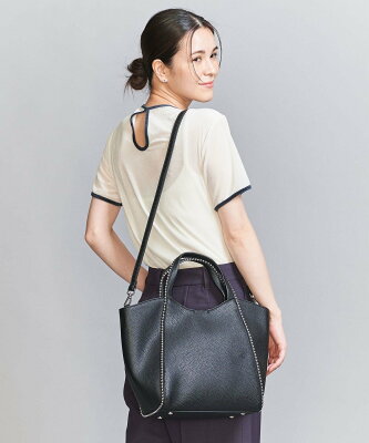 BEAUTY & YOUTH UNITED ARROWS BY フェイクレザーボールチェーン トートバッグ -2WAY- ∴ ビューティ&ユース ユナイテッドアローズ バッグ トートバッグ ブラック グレー ベージュ ブラウン ピンク カーキ【送料無料】