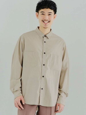 UNITED ARROWS green label relaxing CM ダブル パッチ バックサテン ジャスト ルーズ 長袖 シャツ ユナイテッドアローズ グリーンレーベルリラクシング シャツ/ブラウス 長袖シャツ ベージュ レッド ネイビー【送料無料】
