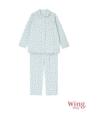 Wing Wing Sleep/(W)ウイング パジャマ 母の日 ミニバラ柄 ロング袖・ロングパンツ ウイング インナー/ナイトウェア ルームウェア/その他 ブルー ピンク【送料無料】
