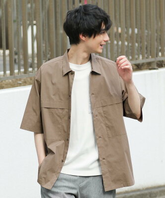 【SALE/35%OFF】GLOBAL WORK (M)マルチファンクションシャツ グローバルワーク シャツ/ブラウス 半袖シャツ ブラウン ベージュ ブラック
