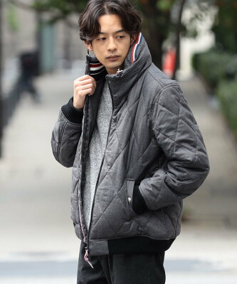 BEAMS HEART BEAMS HEART / ボリュームネック キルト ブルゾン ビームス ハート ジャケット・アウター ブルゾン・ジャンパー ベージュ グレー ネイビー【送料無料】