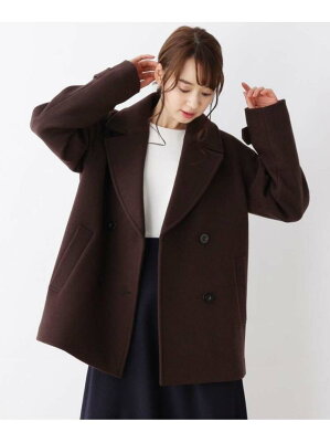【SALE/70%OFF】OPAQUE.CLIP 【42(LL)WEB限定サイズ】ダブルブレステッドピーコート オペークドットクリップ コート/ジャケット ピーコート ブラウン ネイビー【送料無料】