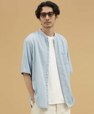 【SALE/50%OFF】LB.03 Section LB.03/デニムバンドカラーギャザーシャツ ナノユニバース シャツ/ブラウス シャツ/ブラウスその他 ブルー【送料無料】