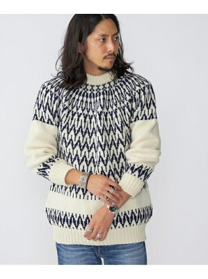【SALE/45%OFF】SHIPS *【SHIPS別注】Guernsey Woollens: アイスランディック クルーネック ニット (セーター) シップス トップス ニット ブラウン イエロー グリーン ネイビー【送料無料】