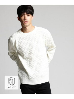 【SALE/30%OFF】tk.TAKEO KIKUCHI 【WEB限定】洗えるケーブルクルーネックニット ティーケータケオキクチ ニット【RBA_S】【RBA_E】【送料無料】