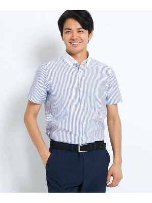 【SALE/50%OFF】TAKEO KIKUCHI ロンドンストライプボタンダウン 半袖 ビジネスシャツ タケオキクチ シャツ/ブラウス シャツ/ブラウスその他 ホワイト ベージュ【RBA_E】【送料無料】