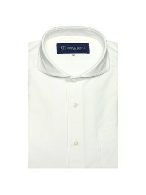 BRICK HOUSE by Tokyo Shirts (M)形態安定ノーアイロン ビズポロ ホリゾンタルワイド 半袖ニットシャツ トーキョーシャツ シャツ/ブラウス 半袖シャツ ホワイト【送料無料】