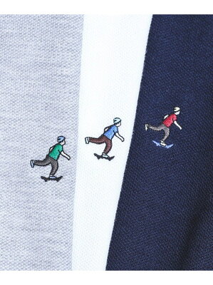 【SALE/46%OFF】coen "ワンポイント刺繍シリーズ"スケーター刺繍リラックスポロシャツ コーエン カットソー ポロシャツ ネイビー ホワイト グレー【RBA_E】