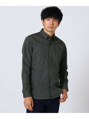 【SALE/50%OFF】TAKEO KIKUCHI ダーク小紋柄スナップダウンシャツ タケオキクチ ワンピース チュニック レッド【RBA_E】【送料無料】
