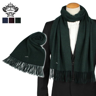 【最大1000円OFFクーポン】 Orobianco オロビアンコ マフラー メンズ カシミア 千鳥柄 MUFFLER ネイビー レッド グリーン ORSF-9052