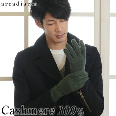手袋 メンズ カシミヤ ニット フリーサイズ (防寒 暖かい カシミヤ100% 手ぶくろ グローブ カシミア 男性 無地 シンプル プレゼント ギフト arcadiarca)【在庫限り】