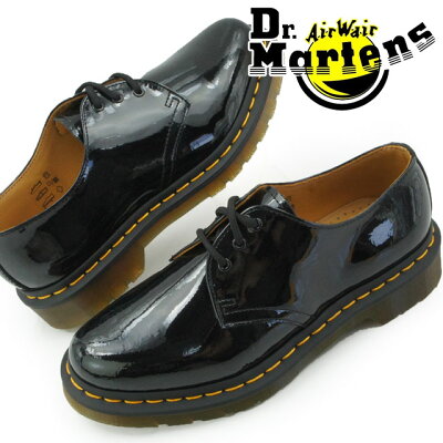 【送料無料】(一部地域除く)ドクターマーチン Dr.Martensメンズ レディース カジュアルシューズ 10084001 ブラック 3ホールシューズ パテント エナメル evid