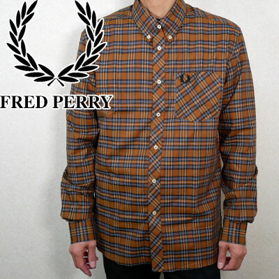 【エントリーで更にポイント5倍】【送料無料】フレッドペリー FRED PERRY シャツ メンズ M8820 リイシューメイドインイングランド タータン ボタンダウン 長袖 トップス 上着 チェック 月桂樹 ローレルリース アパレル ブラウン 【あす楽】evid
