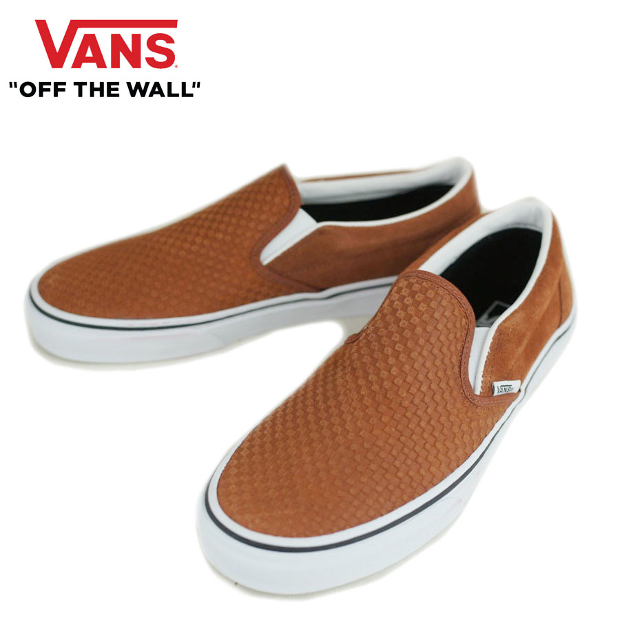 バンズ スリッポン メンズ バンズ VANS ヴァンズCLASSIC SLIP-ON(EMBOSSED SUEDE) クラシック スリッポンSEQUOIA(セコイア)メンズ 白 ブラウン 茶 スニーカー