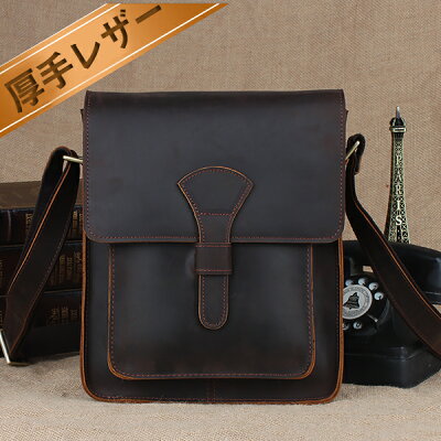 【DEAL期間限定15%ポイントバック】TIDING 耐久性 厚手牛革 オイルレザー 本革 メンズ ショルダーバッグ メッセンジャーバッグ ダークブラウン色 斜め掛けバッグ 自転車かばん ギフト D-MF MNFA_DL SBFA_DL