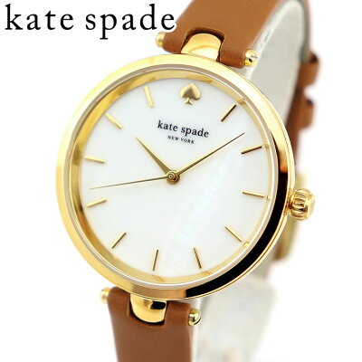 KateSpade ケイトスペード ケートスペード NEW YORK ホランド レディース 腕時計 革バンド レザー 白 ホワイト 茶色 ブラウン カジュアル クオーツ アナログ シンプル かわいい 仕事用 KSW1156 海外モデル 誕生日 女性 母の日 ギフト プレゼント ブランド