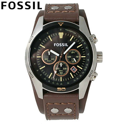 FOSSIL フォッシル 腕時計 時計 メンズ 男性 アナログ クオーツ 電池 クロノグラフ 日付 デイト COACHMAN コーチマン カジュアル ビジネス 仕事 防水 レザー 革 ブラウン 茶 ベルトパット シルバー 銀 CH2891 プレゼント ギフト 1年保証 送料無料