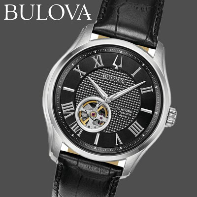 BULOVA 腕時計 Classic 96A217 ブローバ クラシック BULOVA 腕時計 メンズ オートマウォッチ 自動巻き オートマチック 機械式 メカニカル レザーベルト 2針 革ベルト 革腕時計 オープンハート ローマ数字 アナログ 防水 正規品 ギフト 男性 彼氏 45mm ブランド 時計