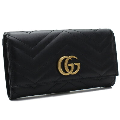 グッチ GUCCI GGマーモント 2つ折り長財布 443436 DTD1T 1000 ブラック レディース ladies ladies ブランド 財布 サイフ ウォレット 長サイフ wallet