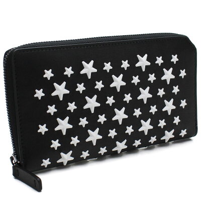 ジミーチュウ JIMMY CHOO カーナビー エナメルスタッズ ラウンドファスナー 長財布 CARNABY ENL BLACK/WHITE ブラック ホワイト系 men's メンズ ブランド 財布 サイフ ウォレット 長サイフ wallet 最安挑戦中