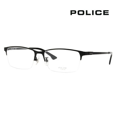 【店内最大pt20倍 〜7/13 9:59】度なし1.55レンズ交換+0円 ポリス メガネ フレーム VPL942J 0BK3 54 POLICE スクエア ハーフリム ナイロール チタン伊達眼鏡 メガネ