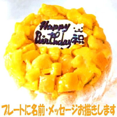 マンゴーアイスケーキ7号 誕生日 マンゴーケーキ バースデー マンゴー バースデーパーティー あすつく あす楽 翌日発送 トロピカル おいしい 人気スイーツ マンゴースイーツ メッセージ プレート