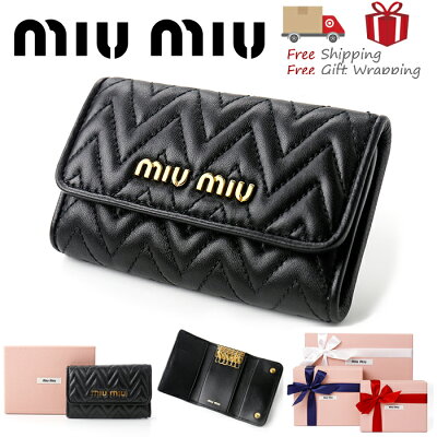 【送料無料!早い者勝ち!】MIUMIU(ミュウミュウ) キーケース レディース 5PG222 NERO 新品・本物保証 ギフト プレゼント 無料ギフトラッピング対応可!