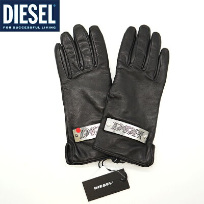 ディーゼル(DIESEL)メンズ 訳あり 手袋・グローブ レザー ブラック系 レザー使い ブランドプレート付き イタリア製 (サイズ/1)*fm3116