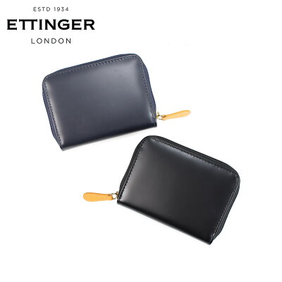 ETTINGER SMALL ZIP AROUND PURSE エッティンガー 財布 コインケース 小銭入れ メンズ 本革 ブラック ネイビー BH2050JR