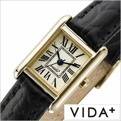 ヴィーダプラス腕時計 VIDA+時計 VIDA+ 腕時計 ヴィーダプラス 時計 ミニレクタンギュラー Mini Rectangular レディース アイボリー J83904-LE-BK 正規品 新作 防水 人気 革 レザー ベルト レクタンギュラー型 スクエア型 ゴールド ブラック 夏
