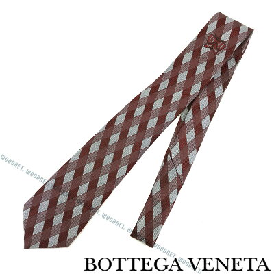 BOTTEGA VENETA ネクタイ ボッテガベネタ メンズ シルク レッド×シルバー 520556-4V0026569 ブランド ビジネス/バレンタインデー ホワイトデー プレゼント 就職祝い 男性 女性
