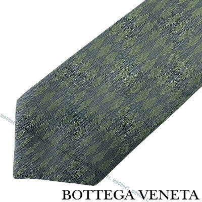 BOTTEGA VENETA ネクタイ ボッテガベネタ メンズ シルク ダークグリーン×ダークシルバー 520579-4V0023066 ブランド ビジネス