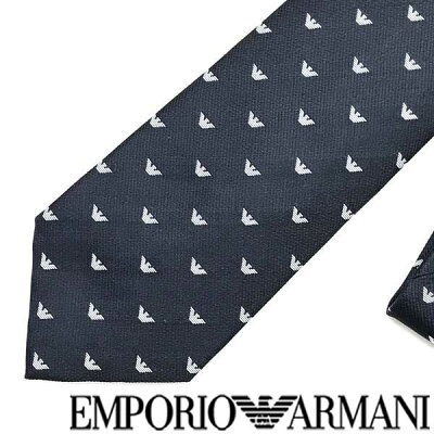 EMPORIO ARMANI ネクタイ エンポリオアルマーニ イーグルロゴ柄 シルク ナイトブルー 340075-616-00036 ブランド ビジネス/メンズ/男性用