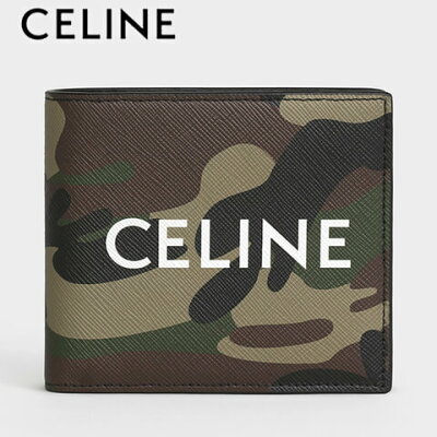 【2021春夏新作】 セリーヌ/CELINE メンズ 2つ折り財布/サイフ BI-FOLD WALLET WITH COIN 10C872DEN (KHAKI/15KH) カーキ/コイン入れ付きバイフォールドウォレット/折財布/迷彩/カモ柄/カモフラージュ柄/総柄/小物/プレゼント/誕生日/クリスマス