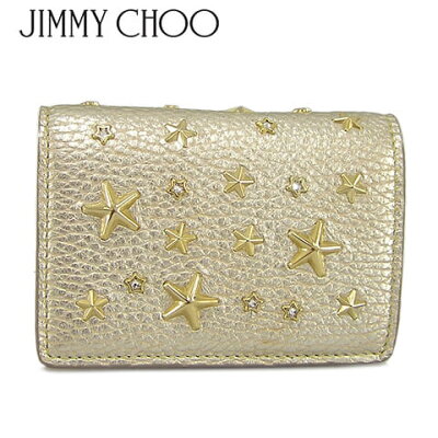 ジミーチュウ/JIMMY CHOO レディース 2つ折財布/サイフ JAXI WDS LIGHT GOLD ライトゴールド/ジャクシー/ミニ財布/ウォレット/コインケース/スタースタッズ/小物/プレゼント/誕生日/パーティー/バレンタイン/クリスマス