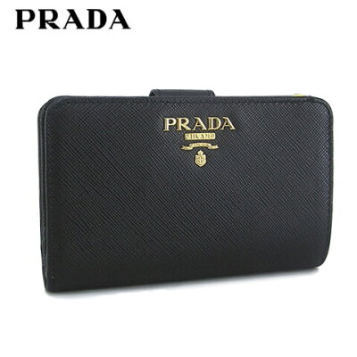 プラダ/PRADA 折財布/サイフ SAFFIANO METAL 1ML225 QWA (NERO/ブラック/F0002) 2つ折財布/小物/プレゼント/誕生日/パーティー/バレンタイン/父の日/クリスマス/ユニセックス/男女兼用/ゴールド金具/SL