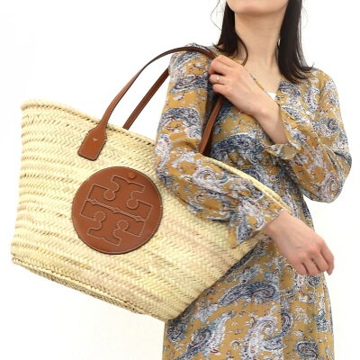 【価格見直しました】 トリーバーチ かごバッグ トートバッグ 【ELLA STRAW BASKET TOTE】 82275 ベージュ系(928 NATURAL/CLASSIC CUOIO) TORY BURCH 【bgl】【spc】【tbg】【gww】