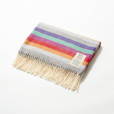 アヴォカ AVOCA ブランケット ひざ掛け 【ラムウールスロー:LAMBSWOOL THROWS】 142×100cm THROW KNEE SIZE マルチカラー(ELECTRIC RAINBOW) 【hkc】【spc】