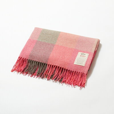【ポイント5倍】 アヴォカ AVOCA ブランケット ひざ掛け 【ラムウールスロー:LAMBSWOOL THROWS】 142×100cm THROW KNEE SIZE ピンク系(PINK FIELDS) 【bsm】