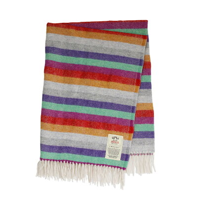 アヴォカ ブランケット ひざ掛け 【ラムウールスロー:LAMBSWOOL THROWS】 142×100cm THROW KNEE SIZE ELECTRIC STRIPE AVOCA 【hkc】