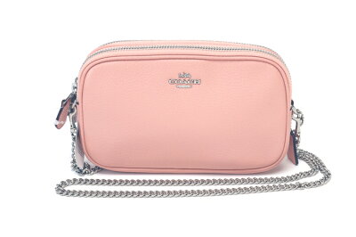 【未使用品】COACH コーチ ペブルドレザー クロスボディ チェーンストラップ ポシェット クラッチバッグ ポーチ F72490 SV/ET ペタル(ライトピンク)
