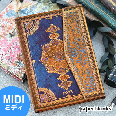【1日は店内ほぼ全品P10倍!】手帳 2023 年 ミディ見開き1週間 バーソフォーマット paperblanks ペーパーブランクス 1月始まり 月曜始まり マンスリー ウィークリー スケジュール帳 大人かわいい おしゃれ 日記 育児日記 ママ ファミリー ビジネス レトロ スピン 新生活