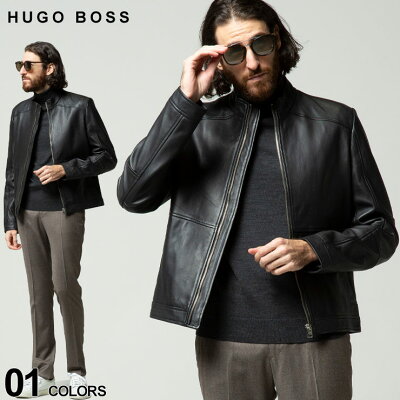 HUGO BOSS ヒューゴボス レザー スタンドカラー ライダースジャケット ブランド メンズ アウター レザージャケット HBLOKIS10229169 SALE_2_a